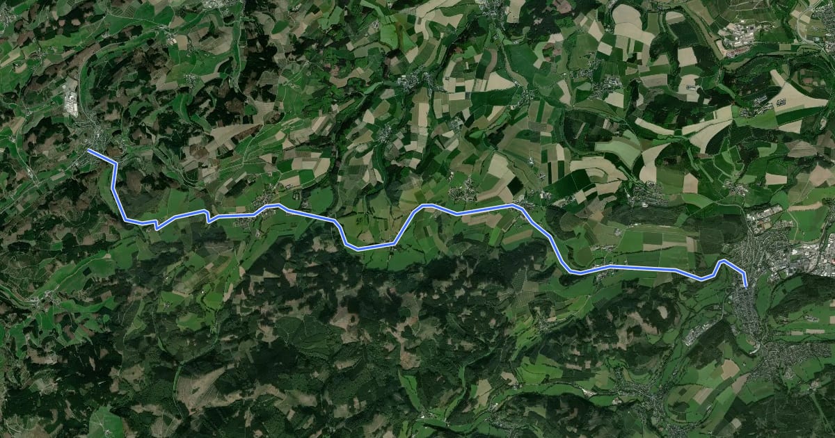 Маршрут (40) Lennestadt-Oedingen - (50) Schmallenberg на спутниковом снимке
