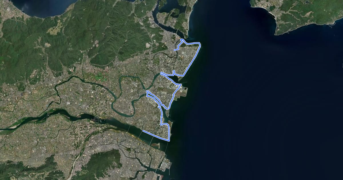 Маршрут 徳島県道401号　鳴門徳島自転車道線 на спутниковом снимке