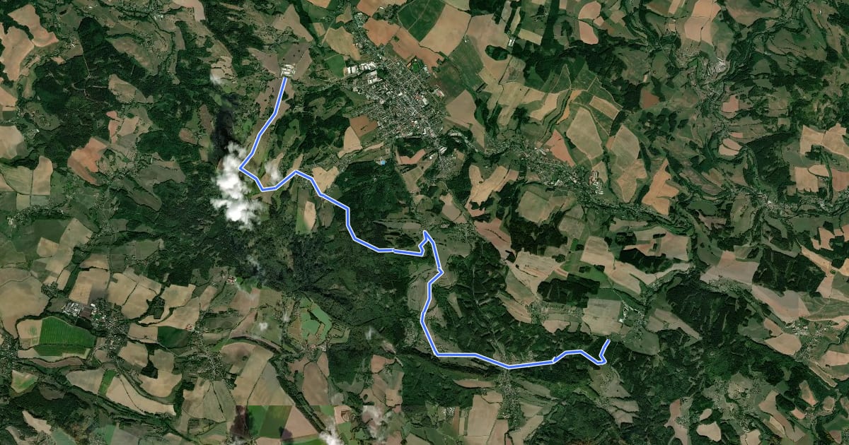 Маршрут 4017 Klepanda – Bradlecká Lhota – Kyje – Chlum 8km на спутниковом снимке