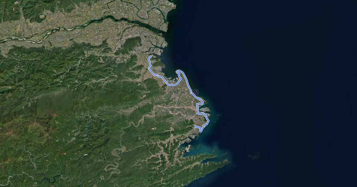 Маршрут 徳島県道402号　阿南徳島自転車道線 на спутниковом снимке