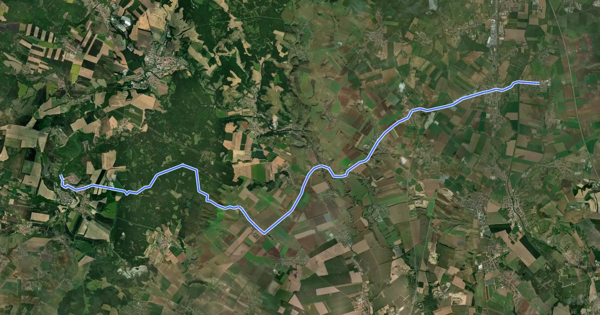 Маршрут 404 Moravský Krumlov - Rajhradice на спутниковом снимке