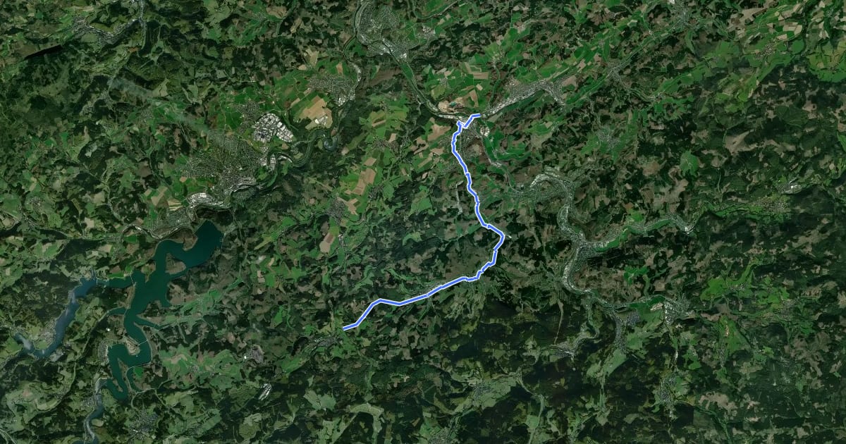 Маршрут (41) Lennestadt-Trockenbrück - (42) Olpe-Oberveischede на спутниковом снимке