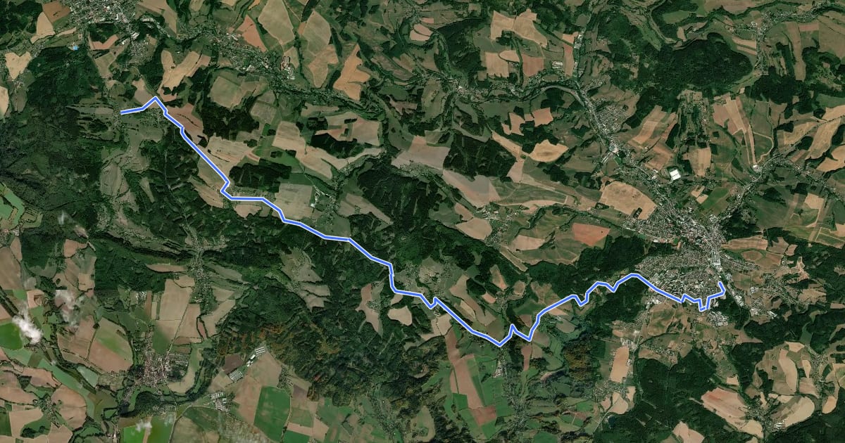 Маршрут 4142 Nová Paka – Úbislavice – Klepanda – Chlum 15km на спутниковом снимке