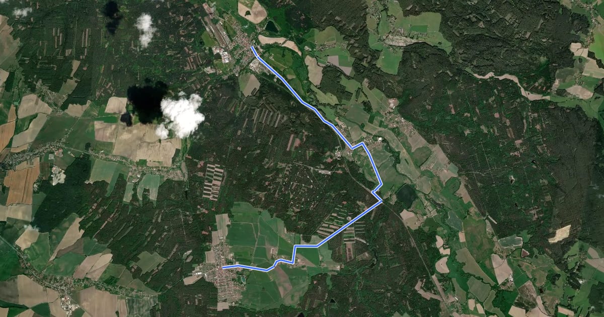 Маршрут 4164 Borohrádek- на спутниковом снимке