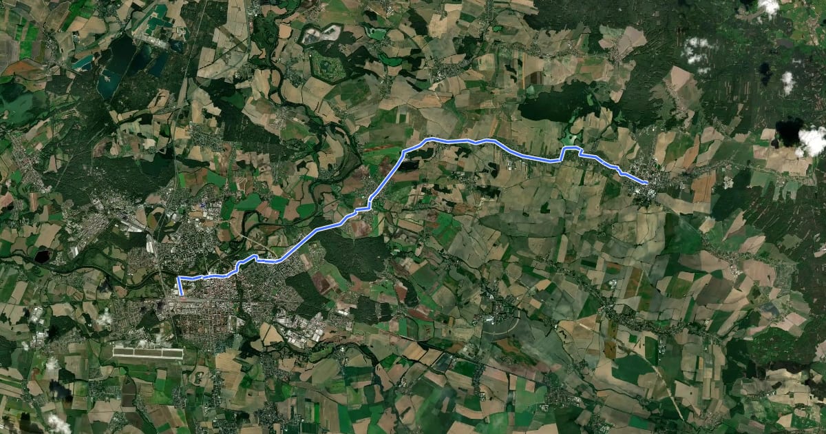 Маршрут 4191 Holice-Pardubice на спутниковом снимке