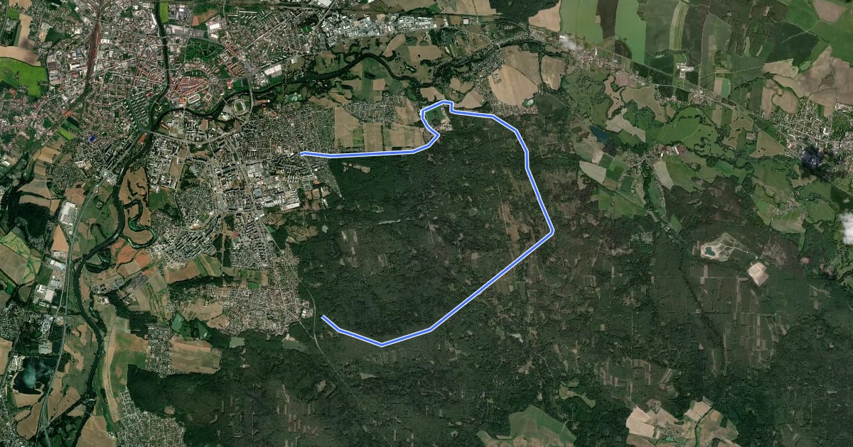 Маршрут 4196 [B] Malšovice - Stříbrný rybník - Nový Hradec Králové на спутниковом снимке