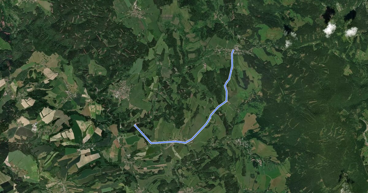 Маршрут 4214 Sněženský most - Sněžné - Olešnice v Orl. h. на спутниковом снимке