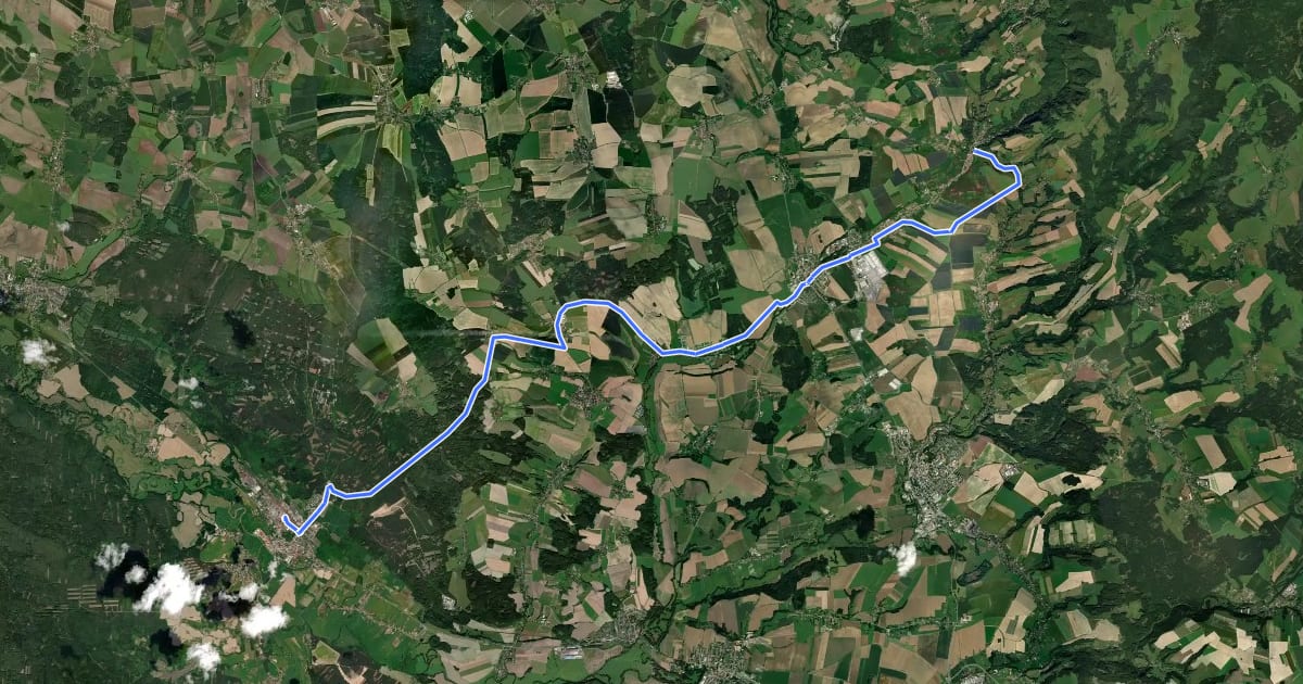 Маршрут 4241 Týniště nad Orlicí - Skuhrov на спутниковом снимке