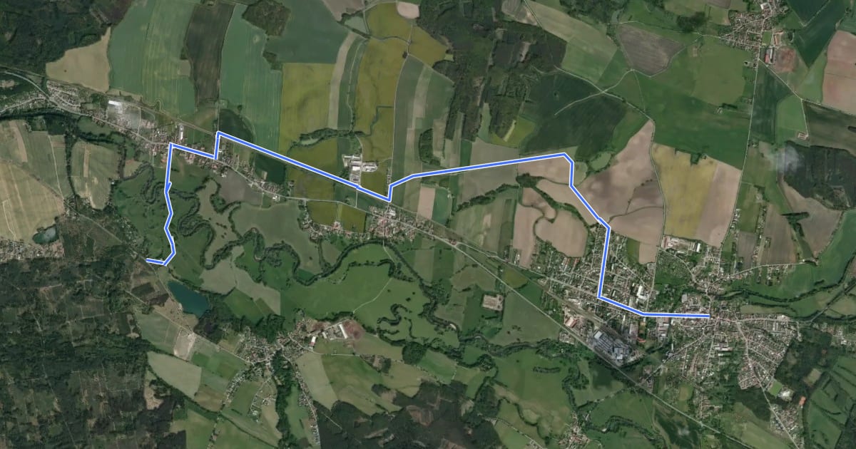 Маршрут 4263 Škvárovka - Nepasice - Třebechovice pod Orebem на спутниковом снимке