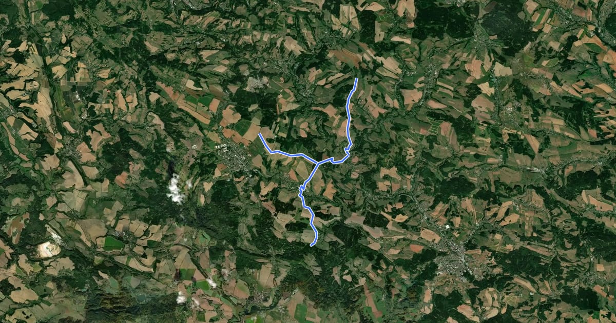Маршрут 4277 Končiny – Bělá – Nová Ves – Klepanda 12km на спутниковом снимке