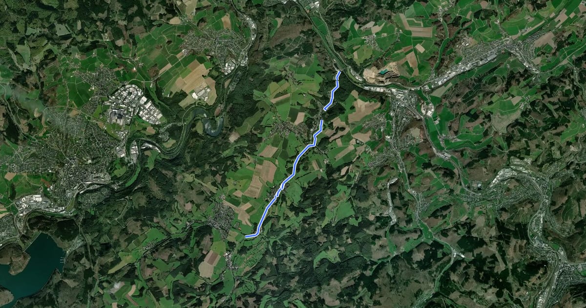 Маршрут (43) Attendorn-Helden - (46) Attendorn-Borghausen на спутниковом снимке