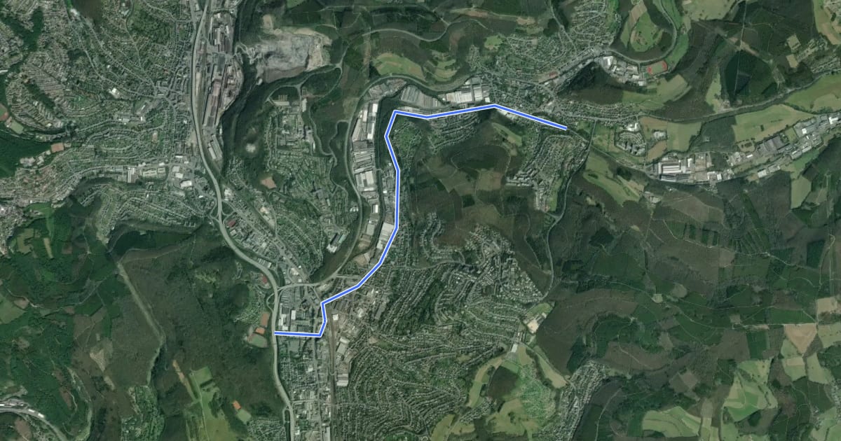 Маршрут (43) Netphen-Dreis-Tiefenbach - (44) Siegen на спутниковом снимке