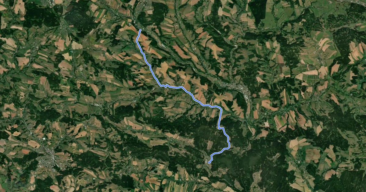 Маршрут 4302 Kunčice n. L. – Dolní Kalná – Mostek на спутниковом снимке