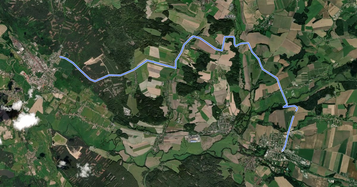 Маршрут 4313 Kostelec nad Orlicí-Týniště nad Orlicí на спутниковом снимке