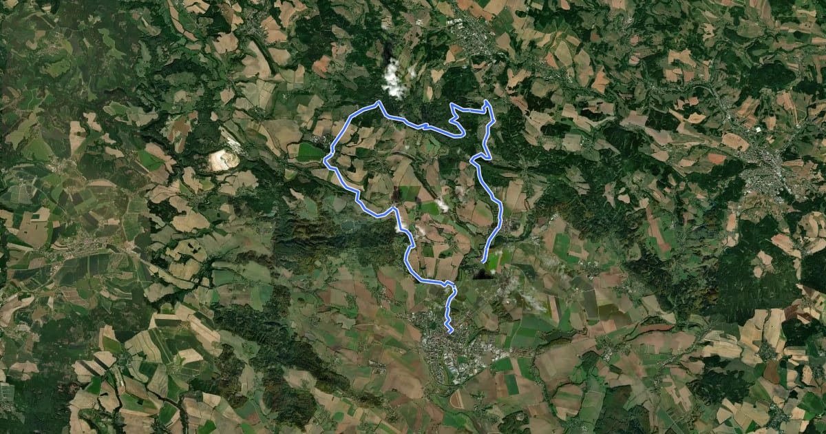Маршрут 4365 Jičín-Libeň-Tábor-Jičín на спутниковом снимке