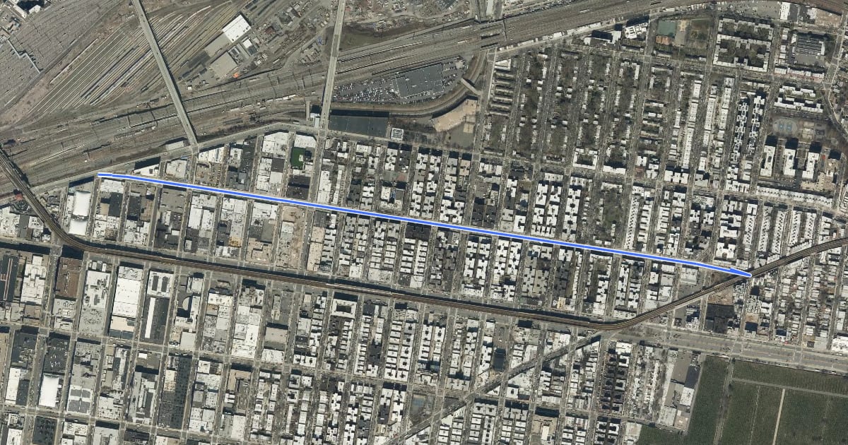 Маршрут 43rd Avenue на спутниковом снимке