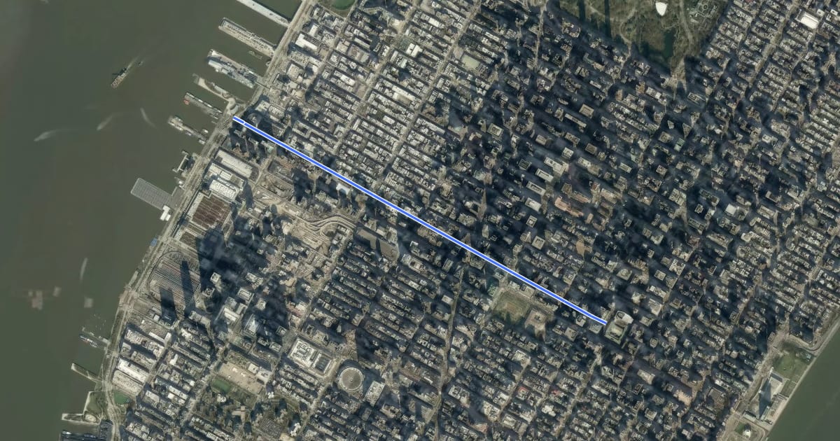 Маршрут 43rd Street на спутниковом снимке
