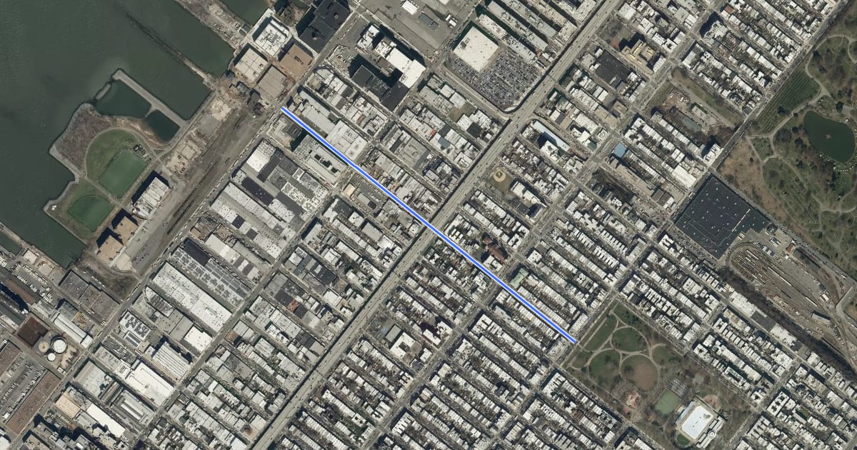 Маршрут 43rd Street на спутниковом снимке