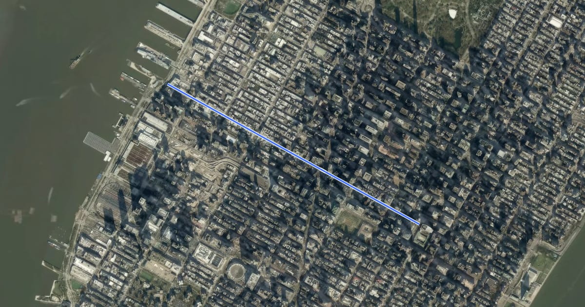 Маршрут 44th Street на спутниковом снимке