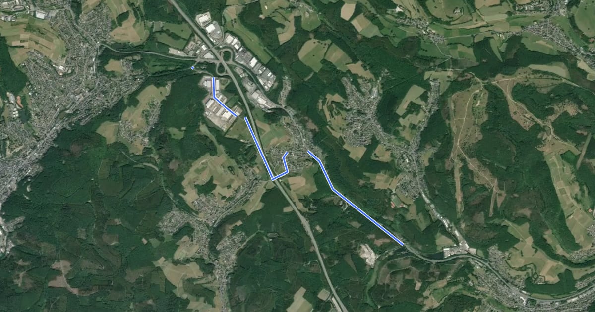 Маршрут (45) Freudenberg-Alchen - (47) Freudenberg-Lindenberg на спутниковом снимке