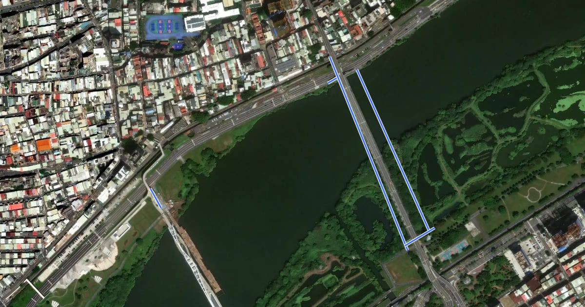 Маршрут 新海橋自行車道 на спутниковом снимке