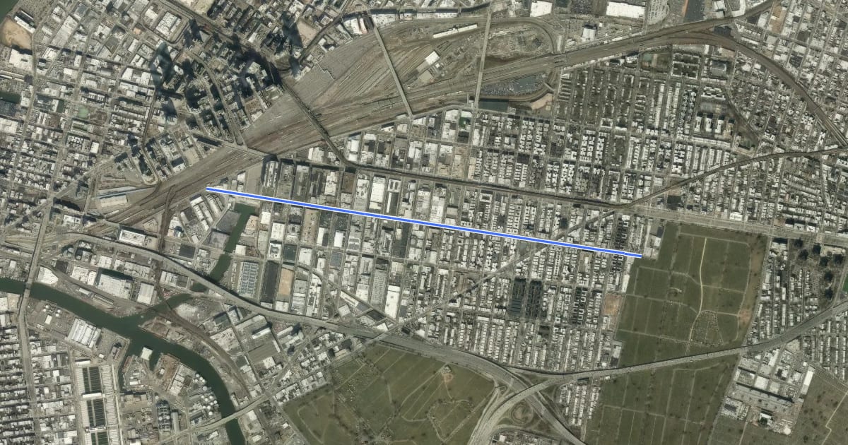 Маршрут 47th Avenue на спутниковом снимке