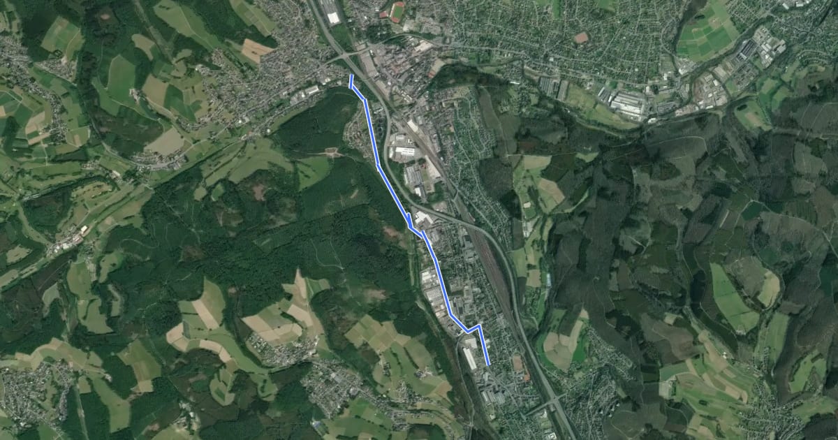 Маршрут (48) Siegen - (49) Kreuztal на спутниковом снимке