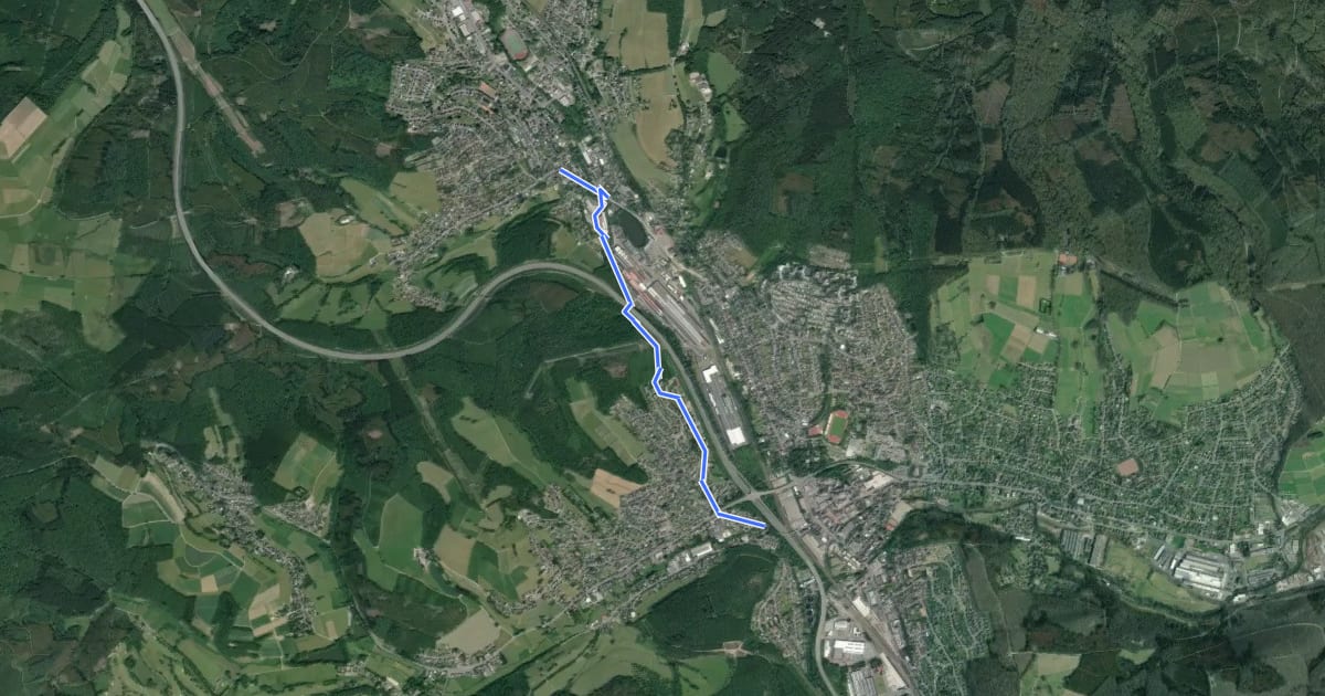 Маршрут (49) Kreuztal - (50) Kreuztal-Eichen на спутниковом снимке
