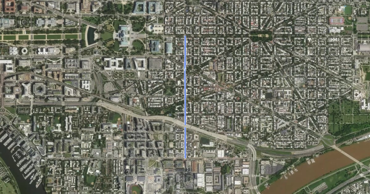 Маршрут 4th Street Southeast на спутниковом снимке