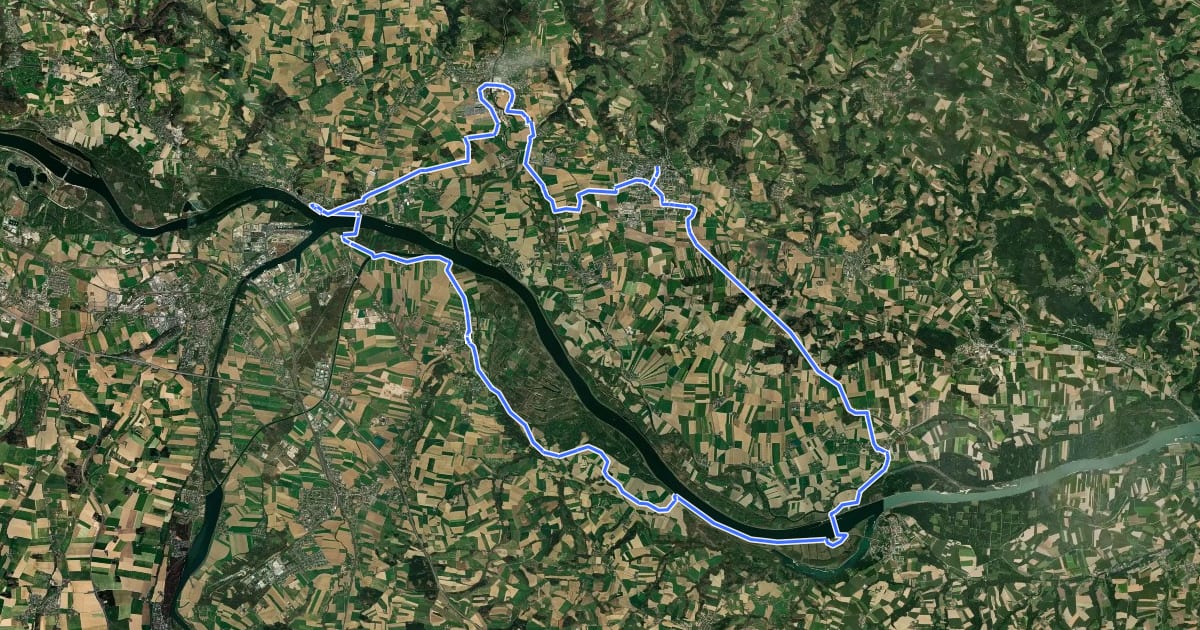Маршрут 5 Flüsse Radweg на спутниковом снимке