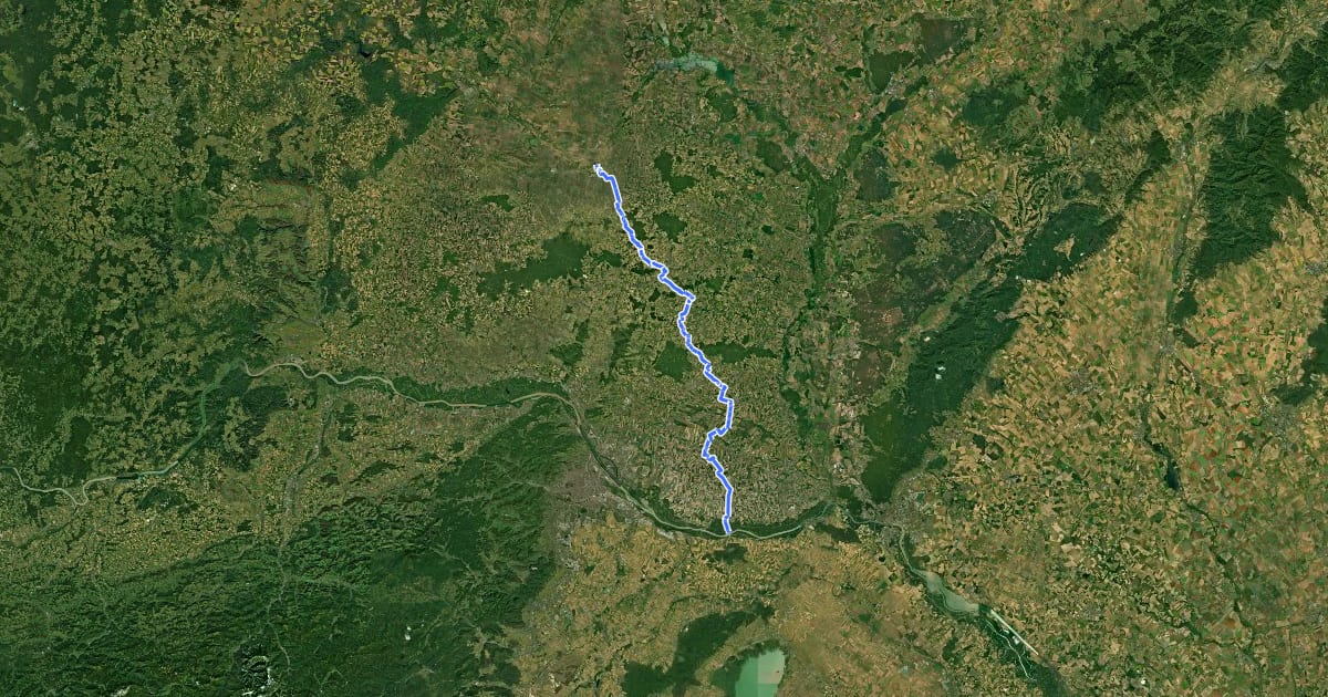 Маршрут 5 Laa and der Thaya - Orth and der Donau на спутниковом снимке