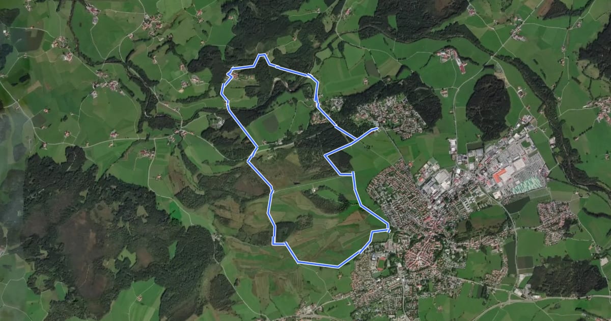 Маршрут 5 - Nordic Walking Argenrunde на спутниковом снимке
