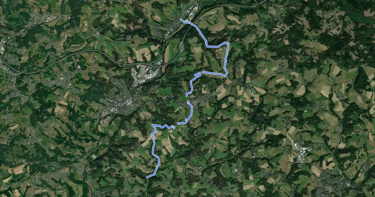 Маршрут [<5] Wanderweg 5 des KEV [Overath] на спутниковом снимке