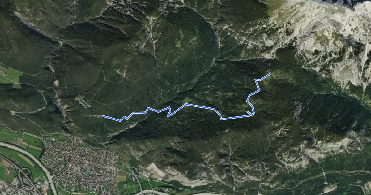 Маршрут 50 / 4a Hochzirl - Magdeburger Hütte на спутниковом снимке