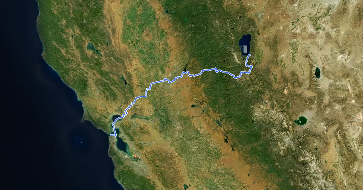 Маршрут 50 (California) на спутниковом снимке