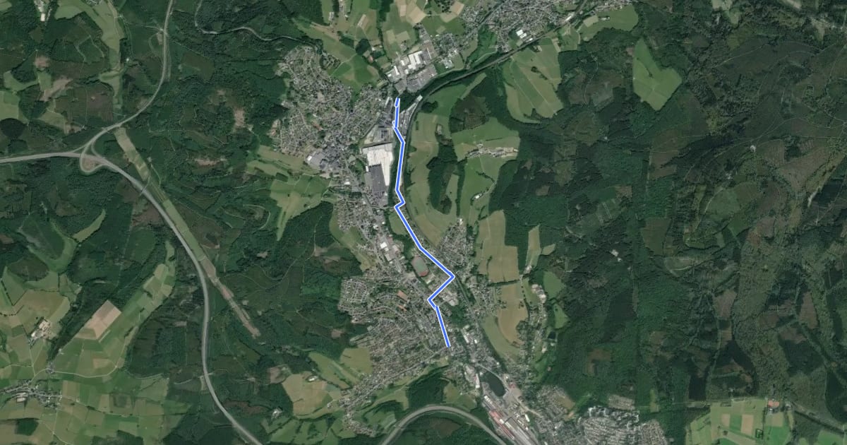 Маршрут (50) Kreuztal-Eichen - (51) Kreuztal-Krombach на спутниковом снимке