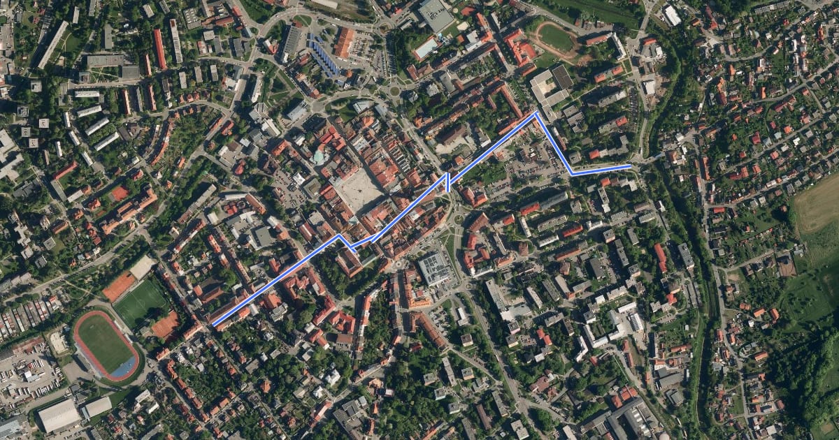 Маршрут 502A Nový Jičín на спутниковом снимке