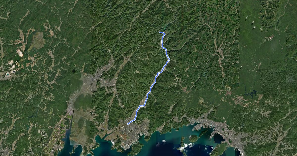 Маршрут 山口県道503号　佐波川自転車道線 на спутниковом снимке