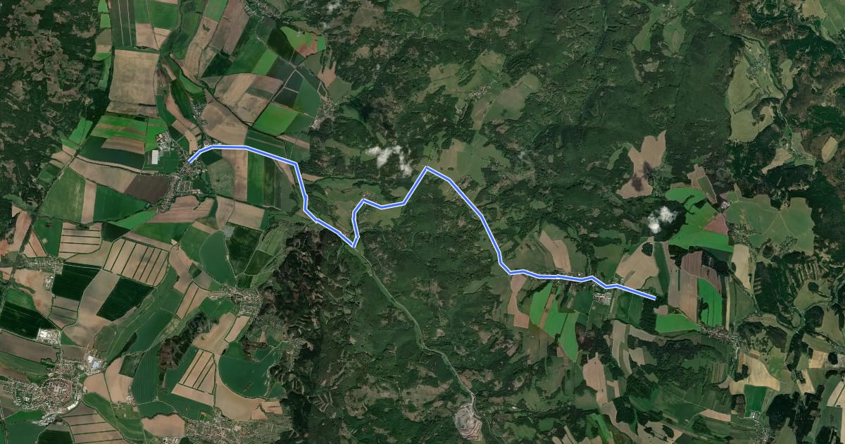 Маршрут 5032 Chornice, křiž., napojení na 505 - Dětkovice, křiž., napojení na 5030 на спутниковом снимке
