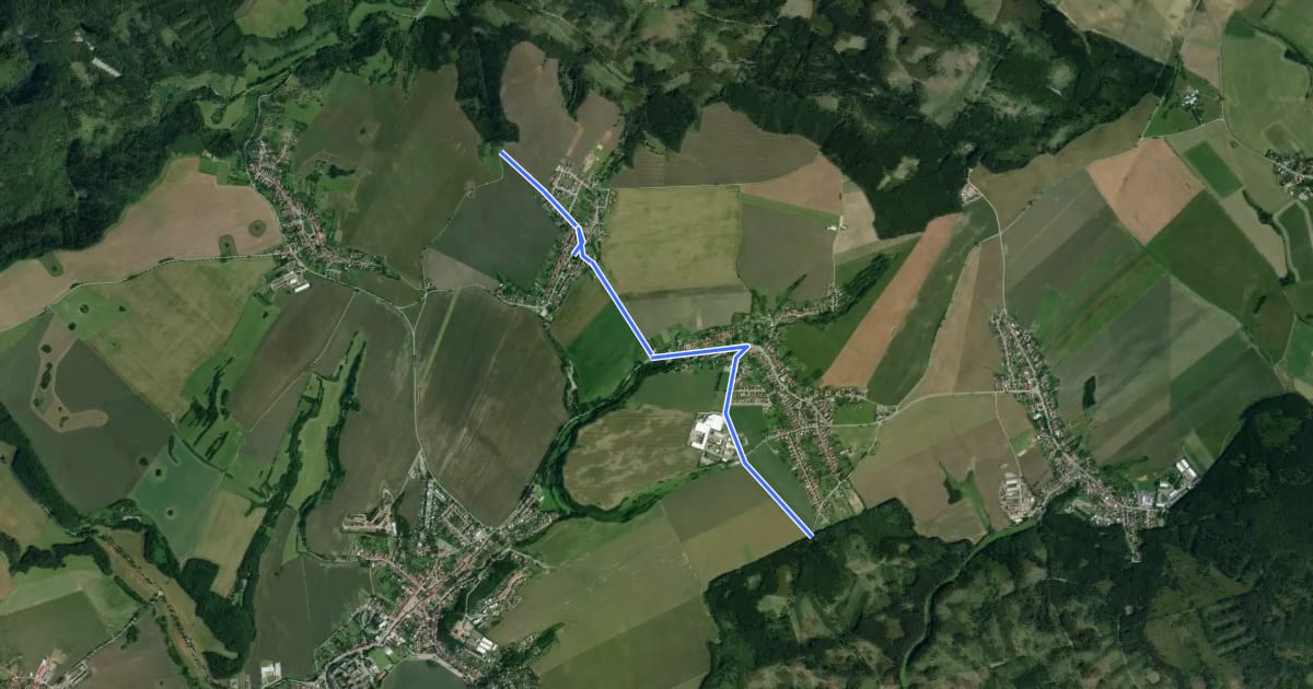 Маршрут 507B Kotvrdovice - Krasová на спутниковом снимке