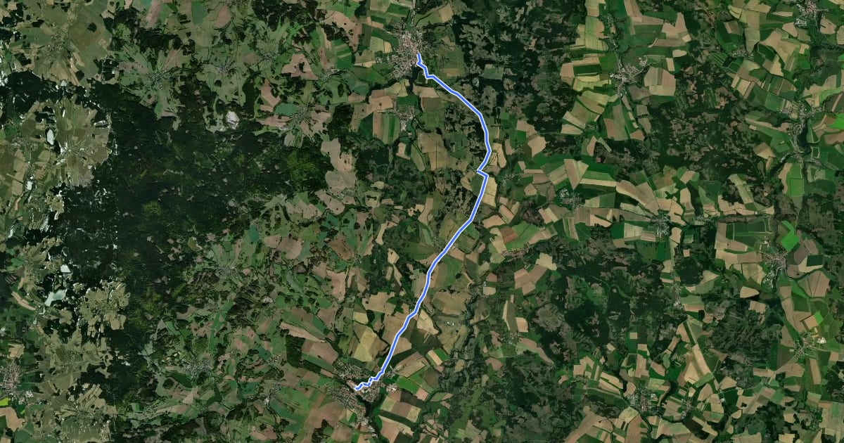 Маршрут 5091 Telč - Třešť на спутниковом снимке