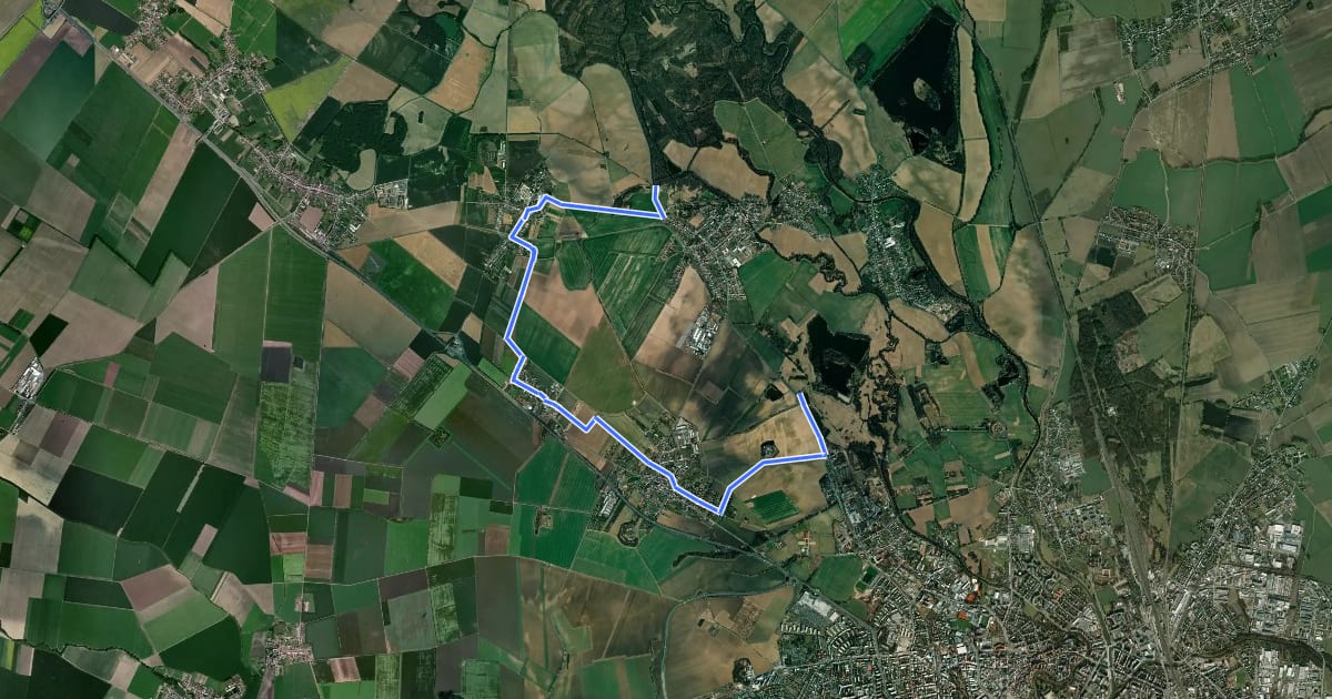 Маршрут 51A Horka n.M. - Skrbeň - Břuchotín - Křelov - Poděbrady, bus на спутниковом снимке
