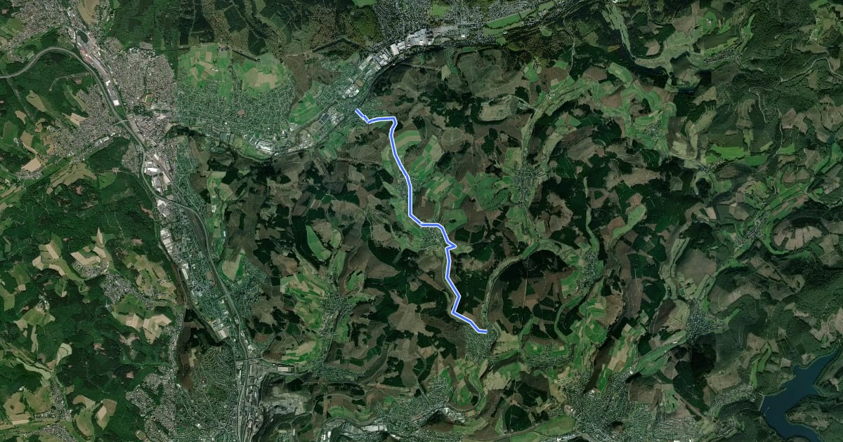Маршрут (52) Kreuztal-Kredenbach - (54) Netphen-Eckmannshausen на спутниковом снимке