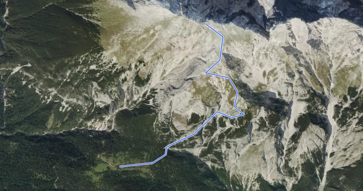 Маршрут 53 Neue Magdeburger Hütte - Kleiner und Großer Solstein на спутниковом снимке