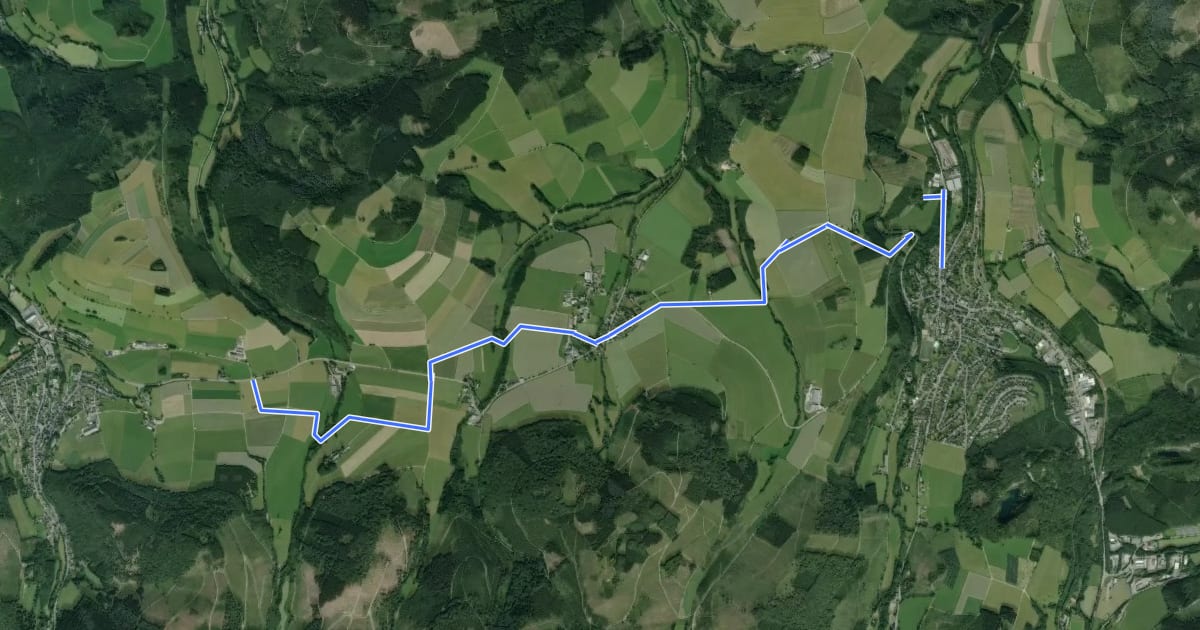 Маршрут (53) Schmallenberg-Westfeld - (54) Winterberg-Siedlinghausen на спутниковом снимке