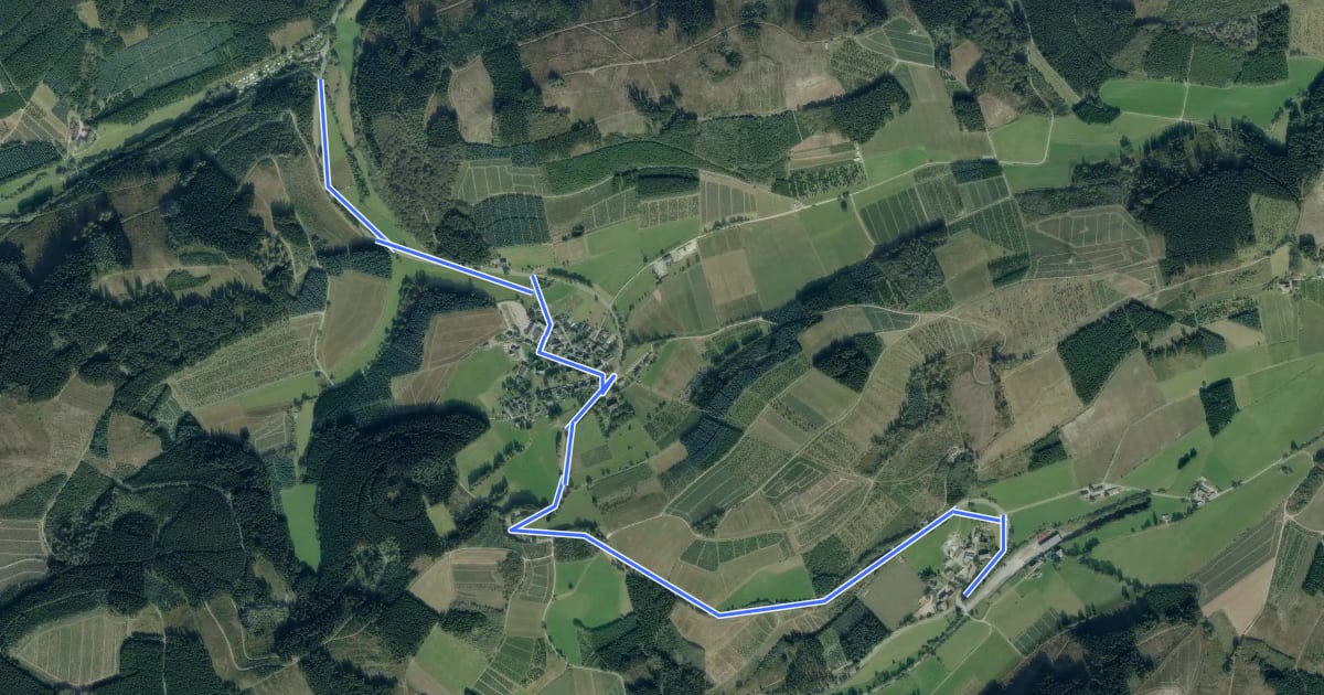 Маршрут (54) Finnentrop-Schliprüthener Mühle - (55) Finnentrop-Fehrenbracht на спутниковом снимке
