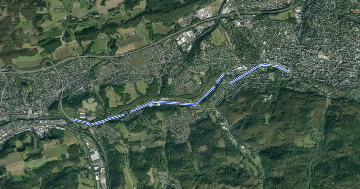 Маршрут (55) Iserlohn - (56) Iserlohn-Letmathe на спутниковом снимке