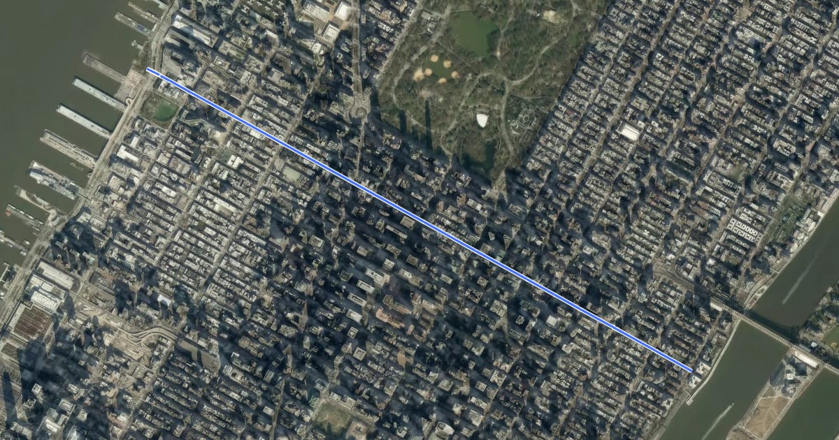Маршрут 55th Street на спутниковом снимке