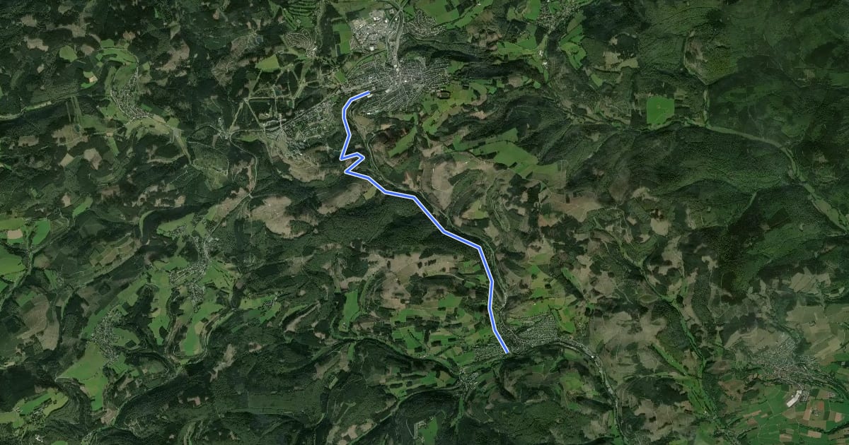 Маршрут (56) Winterberg - (58) Winterberg-Züschen на спутниковом снимке