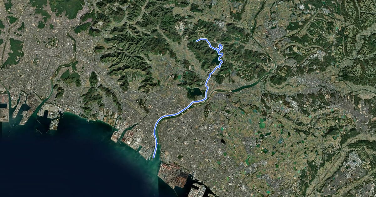 Маршрут 兵庫県道569号 加古川右岸自転車道線 на спутниковом снимке